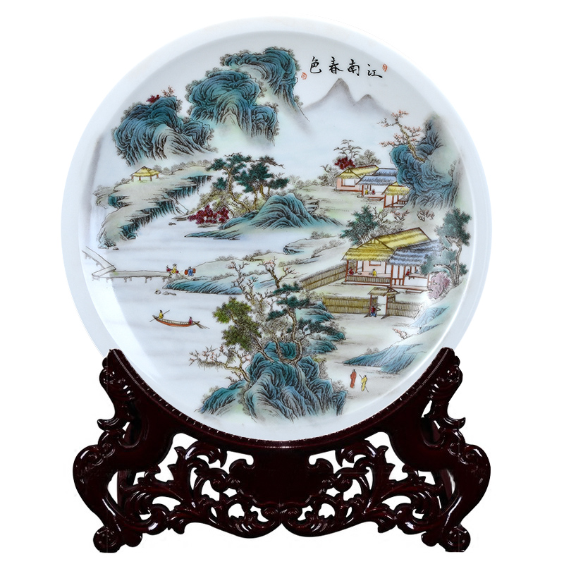 Jingdezhen ceramics decoration hanging dish modern Chinese jiangnan spring sitting room sat dish dish handicraft