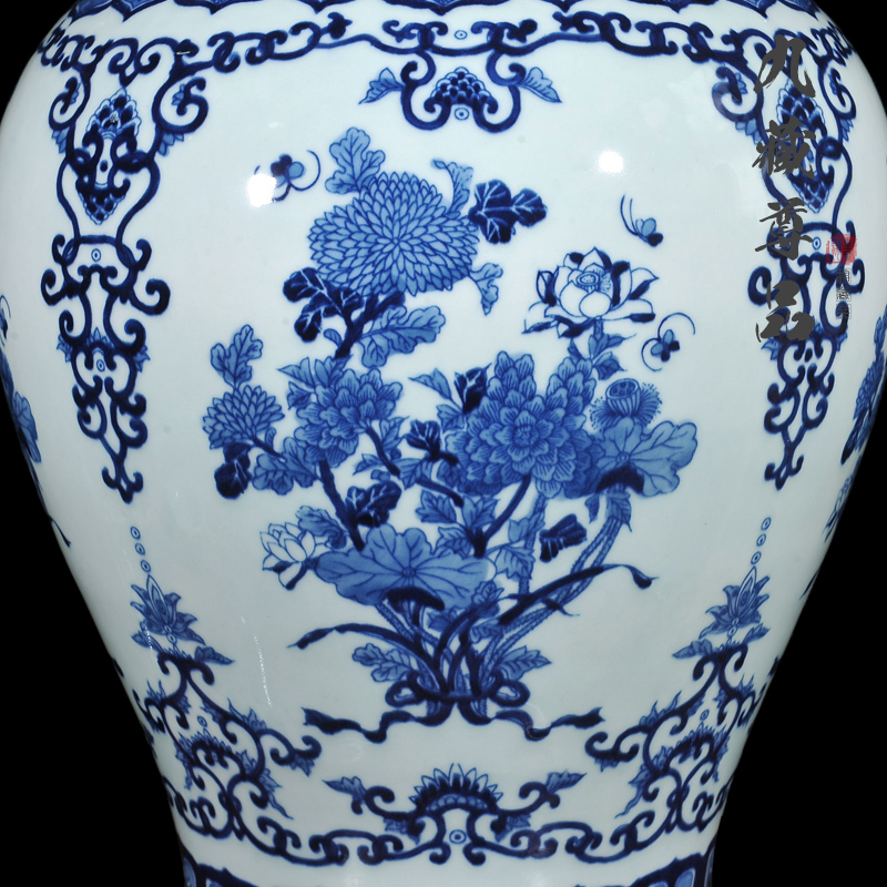 Blue and white porcelain of jingdezhen ceramics general antique hand - made jar with cover storage tank sitting room decoration crafts