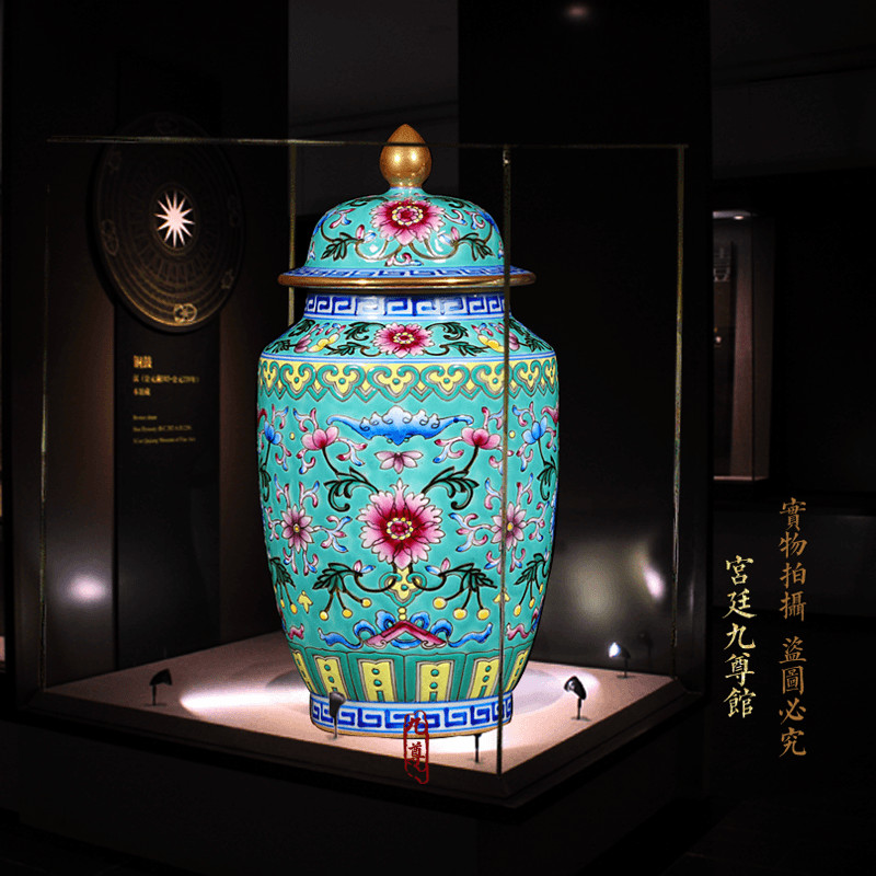 Jingdezhen floret bottle furnishing articles antique hand - made ceramic enamel pastel colored green lotus flower gift porcelain decoration