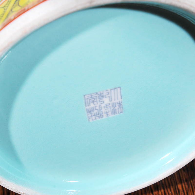 Jingdezhen ceramics antique hand - made pastel blue dragon on day deer listen drum home crafts
