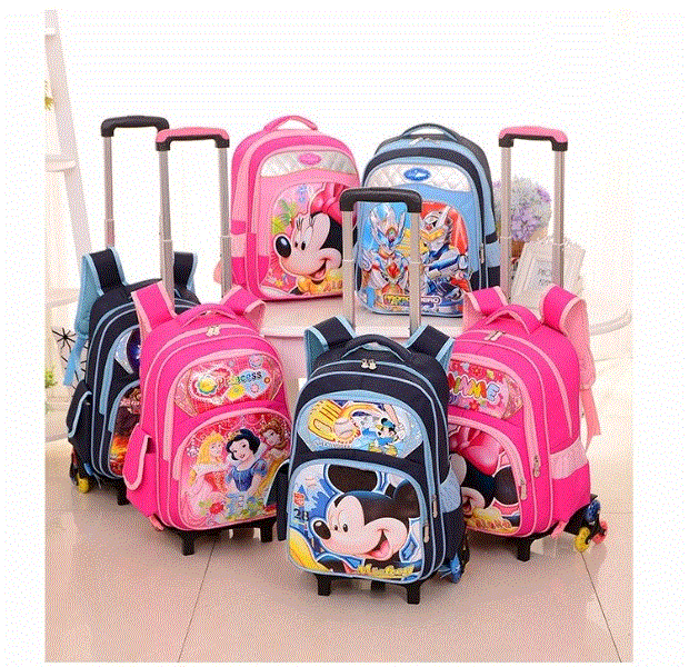 Phiên bản tiếng Hàn mới 2017 của túi hoạt hình Mickey Mouse phim hoạt hình xe đẩy trường hợp túi trẻ em gánh ba lô trường tiểu học nam túi xách trẻ em