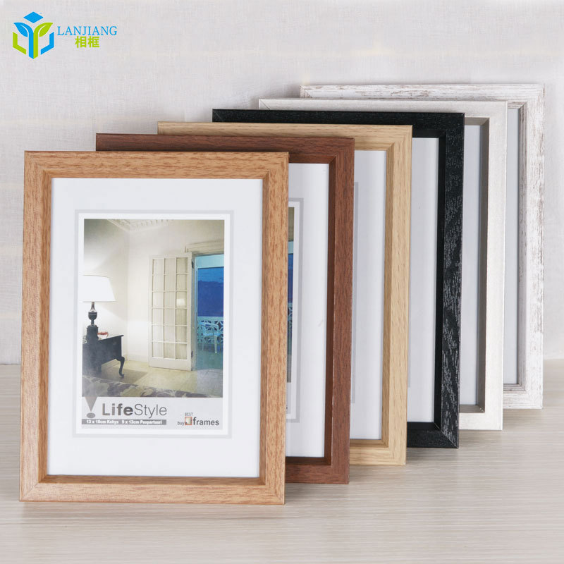 Solid Wood Photo Frame, Modern Creative Tabletop or Wall Hanging, 6-Inch, 7-Inch, 8inch 10inch A4, Children's Home Decor, Wood Grain Decorative Painting