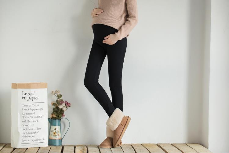 Bà bầu mặc quần legging mùa đông cộng với nhung nâng bụng dày dày Cao mặc cotton có thể điều chỉnh quần ấm quần tây dành cho bà bầu
