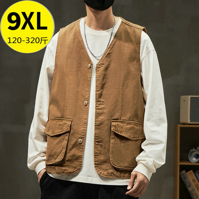 Canvas Loose-Fitting Spring Thin Pure Cotton Men's Sleeveless Single-Layer Vest Workwear Jacket Plus Size Wear-Resistant