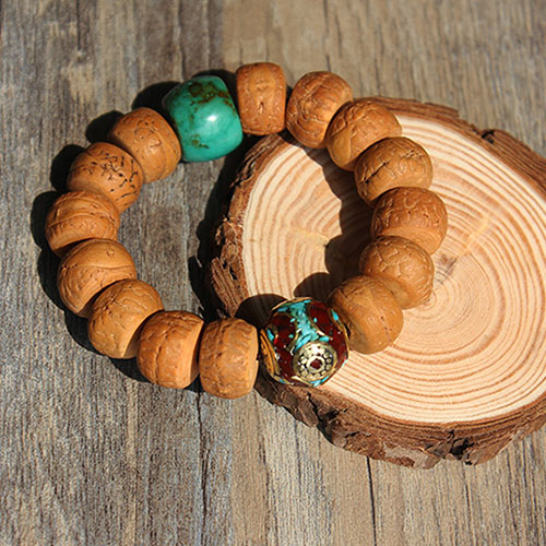 Relax time natural Nepalese Tibetan phoenix eye bodhi bracelet stall pendant bodhi hand chisel with turquoise