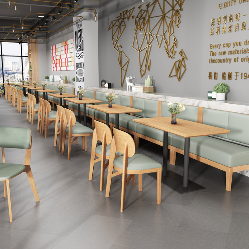 Japanese food specialty theme restaurant coffee western restaurant sofa bookstore milk tea shop custom solid wood card seat table and chair combination