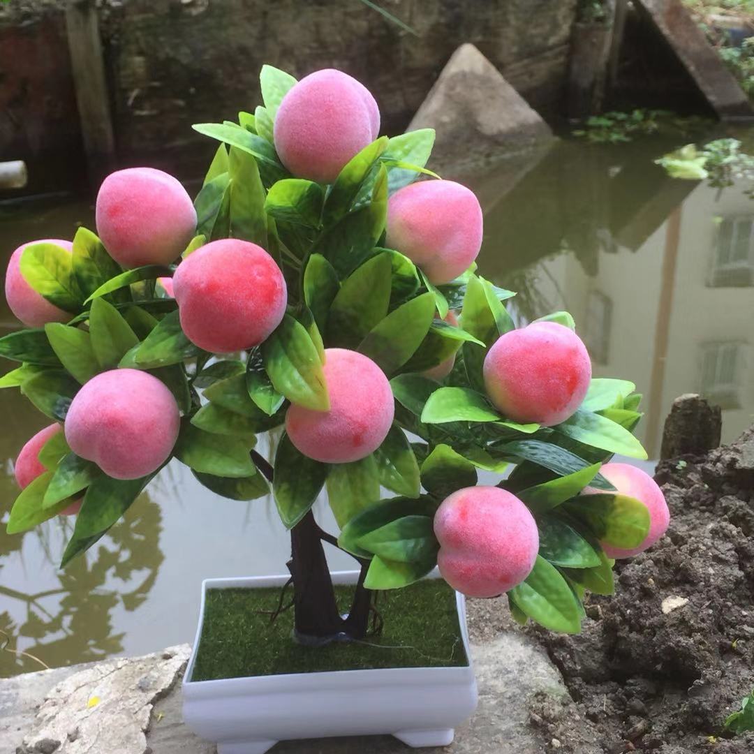 Mô phỏng Trái cây Nhựa Hoa giả Cây may mắn Shou Peach Buddha Flower Peach Peach Fruit Fruit Fake Fake Tree Orange - Hoa nhân tạo / Cây / Trái cây hoa giả treo tường
