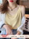V-neck suspender women's summer inner wear ice silk vest outer cover side breasts black loose white cotton and linen top