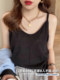 V-neck suspender women's summer inner wear ice silk vest outer cover side breasts black loose white cotton and linen top