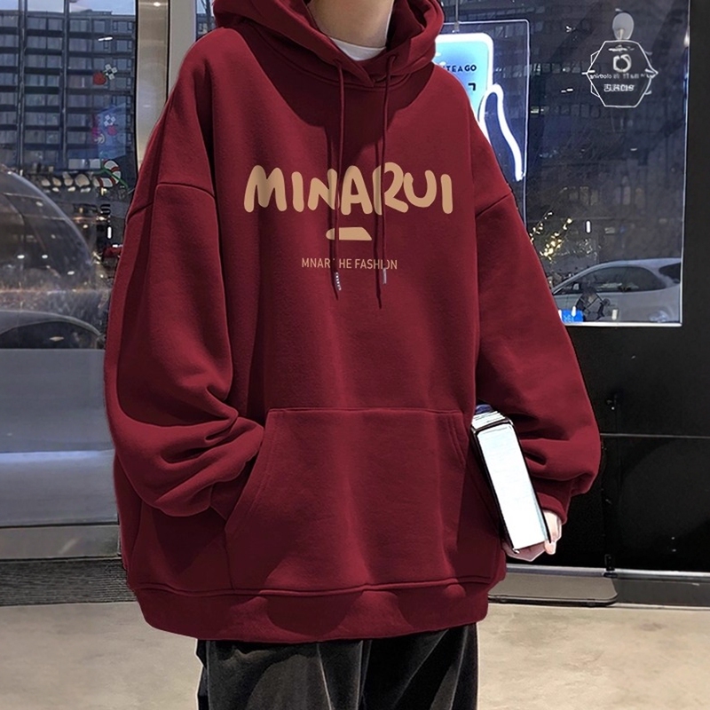 American-Style Heavyweight Pure Cotton Burgundy Hooded Sweatshirt for Men and Women, Fleece-Lined and Thickened, Loose and Versatile for Autumn and Winter, Couple's Jacket American-Style Heavyweight Pure Cotton Burgundy Hooded Sweatshirt for Men and Women, Fleece-Lined and Thickened, Loose and Versatile for Autumn and Winter, Couple's Jacket