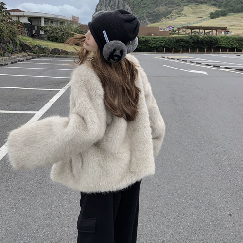 Модернизирован с фальшивой шерстью 2,0, обновление v -neck с двойным имитационным имитацией лиса шерсть для волос для волос, зимний экологически чистый мех зимой