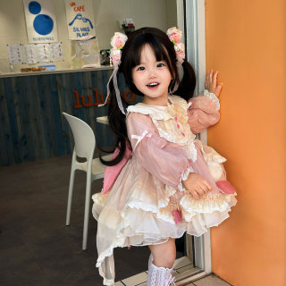 粗腿爱的丘比特原创长袖公主裙女童连衣裙周岁女宝礼裙洛丽塔生日