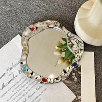 Cloud irregular special-shaped diamond mirror home bedroom dressing table dormitory desktop can stand decorative photo mirror