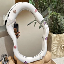 Ins style irregular bedroom desktop dresser high-value butterfly diamond makeup mirror student dormitory mirror