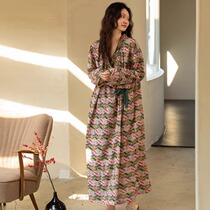 Fashionable and easy to match~Quiet night pajamas and bathrobes for women spring and autumn 2024 new pure cotton long-sleeved pajamas