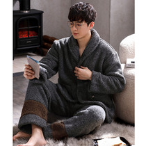 Comfort visible to the naked eye ~ Songsong warm and warm coral suede pyjamas for mens autumn and winter thickened and warm suit