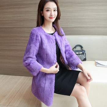 Genuine Fur Haining 2023 New Autumn and Winter Rabbit Fur Coat, Mid-Length Women's Fitted Short Style, Slimming Fur Integrated