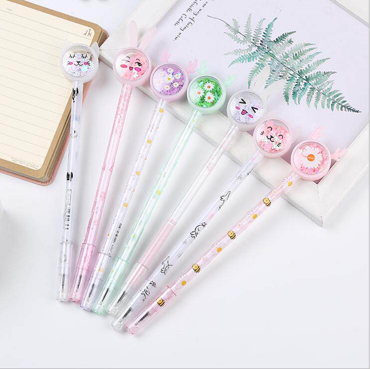 Cute Teenage Girl Hearts Stationery Cartoon Animals Middle Sex Pen Bright Sheet Streaming Sand Pen Student Gift Office Sign Water-based Pen
