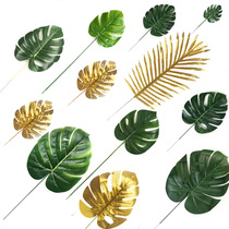 Simulation leaf turtle back leaf Palm leaf loose tail leaf Golden wedding room decoration Birthday wedding celebration peach flower eucalyptus leaf
