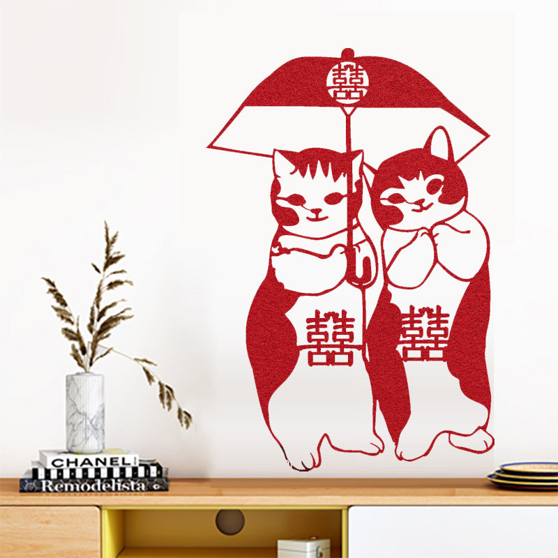 New cat-kitty stickler suit Labs wedding house arrangement decorated with new room window sticker door sticker with word wedding celebration items