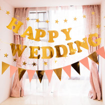 wedding pull flag hot stamping letter string flag wedding background wall wedding wedding room dress birthday pennant pull flower