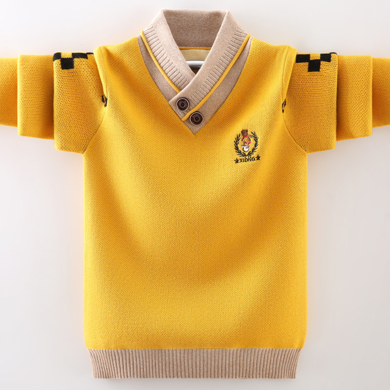 12-year-old boy 12-year-old boy 2022 autumn and winter new pullover children's bottoming shirt in cotton sweater