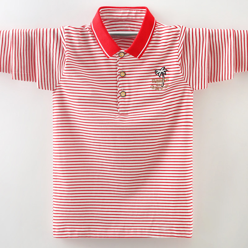 Children's long-sleeved striped T-shirt boy POLO shirt 10 middle and big children's autumn clothes bottoming shirt T-shirt boy handsome 15 tide