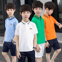 Boys short-sleeved T-shirt 2020 summer new middle-aged boy POLO shirt little boy white lapel T-shirt 15 years old