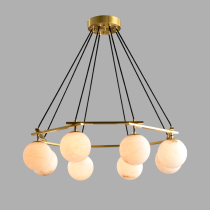 Marble all-copper chandelier American modern minimalist designer creative villa living room Dining room Bedroom round ball all-copper lamp