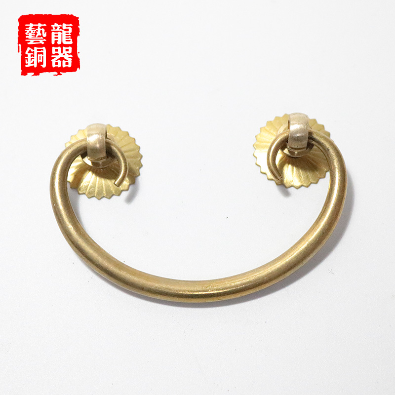 Pure copper handle new Chinese style solid wood wardrobe antique furniture door accessories simple drawer cabinet horn small handle