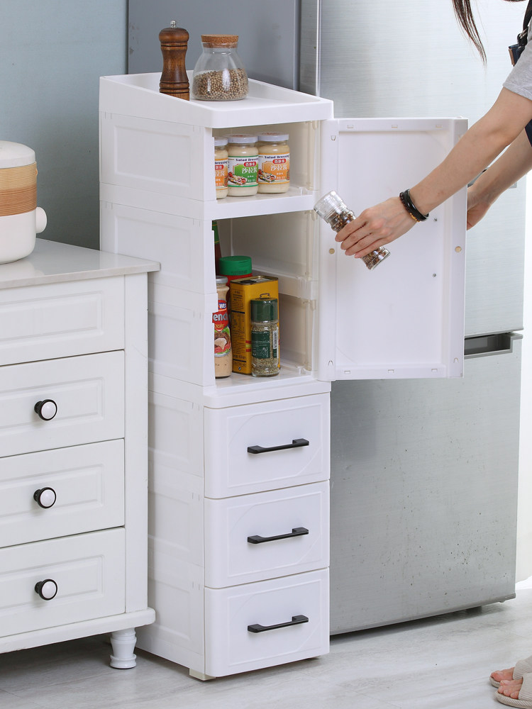 25 35cm open door drawer type container locker plastic kitchen cabinet cosmetic cabinet clamp seam