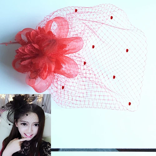 Аксессуар для волос для невесты, вуаль, красная заколка для волос, европейский стиль, в цветочек