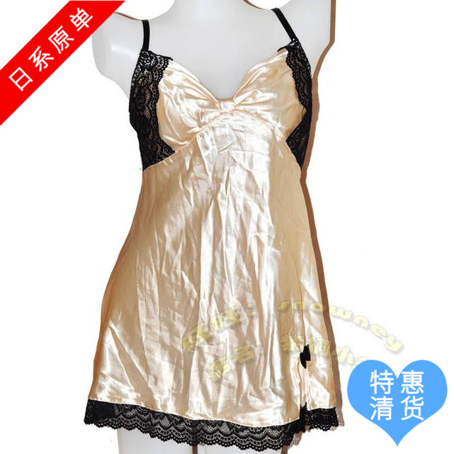 Day Ensemble Women Dress Light Apricots Color Smooth Satin Silky Seductive Home Thin harnesses Teenage Girl Summer Sleeveless Sleepwear