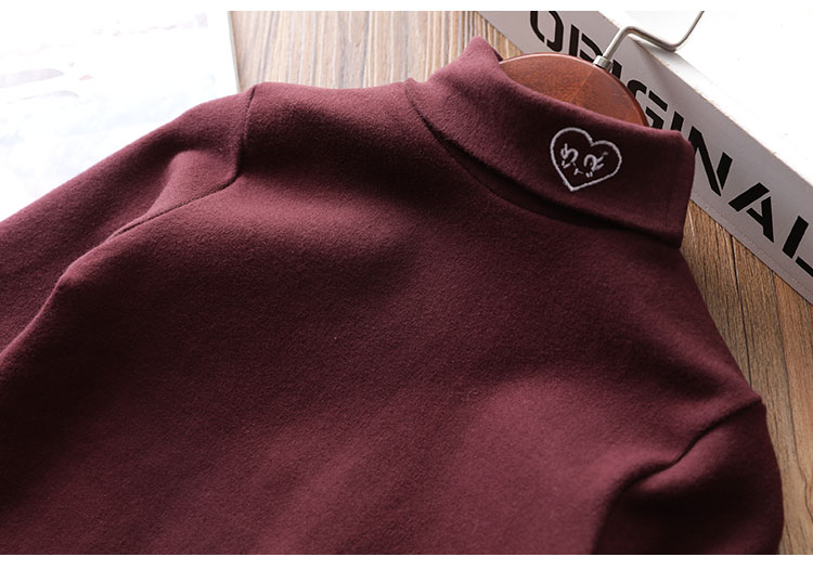 Áo sơ mi nữ cotton đáy mùa thu đông mới cho bé dày cát cát áo dài tay bé gái cổ cao áo thun Hàn Quốc ao thun dai tay be trai