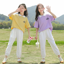 Girl T-Shirt Summer 2022 New Ocean Qi Children Great Boy Summer Clothing Pure Cotton Short Sleeve 7 Girl Net Red Transport Suit