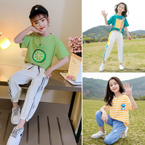 Girl Clothing Online Red Suit Summer Dress 2022 Summer New 12 CUHK Sport Ocean Girl Short Sleeve Ten-year-old