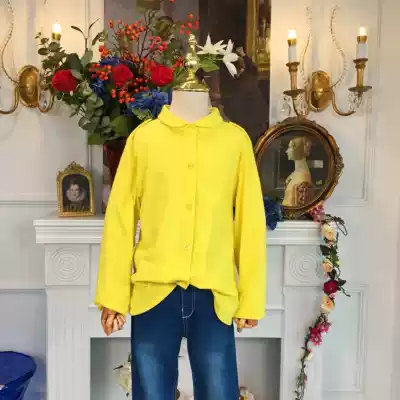 Diary of princess 2019 Spring Girls Shirt Cotton Shirt Bottoming Shirt Shoulder Buckle Design Lapel