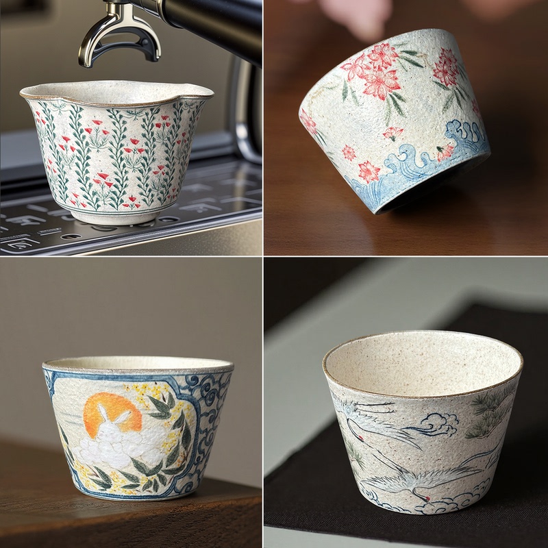 [Quality Goods] Slightly Flawed Discount Hand-Painted Coffee Cup, Slightly Flawed Discount Pig Mouth Cup, Ceramic Wabi-Sabi Style Latte Art Cup, Pink Handle