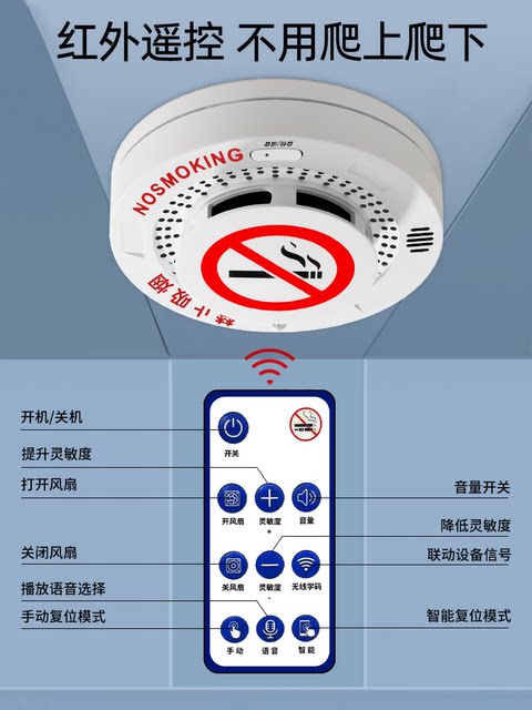 No-Smoking and Anti-Smoking Guard Smoking Alarm Warehouse High-Sensitivity Detection Toilet Smoking Cigarette Smoke Detector