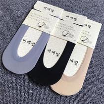 Foreign trade Korean version spring and summer breathable ice silk No-mark silica gel anti-fall invisible silk stocking ladies boat socks