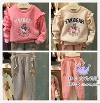  Spot special 19 spring and autumn bear childrens clothing girls terry sweater TKMW95151O sweatpants TKTM95151O