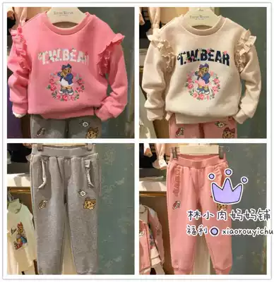 Spot special 19 spring and autumn bear children's clothing girls terry thick T-shirt TKMW95151O sweatpants TKTM95151O