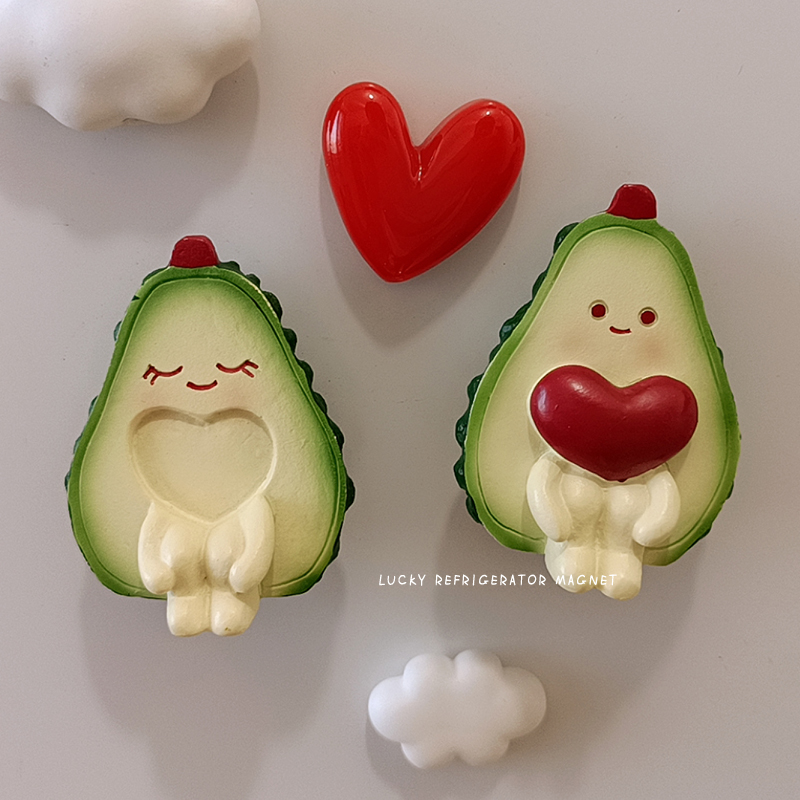 Cute cartoon three-dimensional fruit avocado couple refrigerator magnets refrigerator door decoration magnet photo stickers