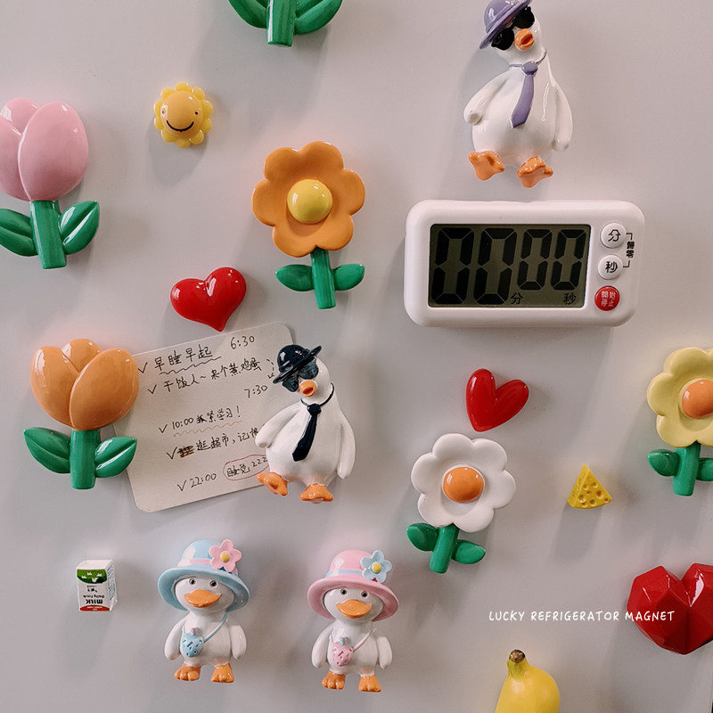 Cute 3D Solid Duck Flowers Fridge With Magnet Refrigerator Door Decorated Magnetic magnet Leave a photo post