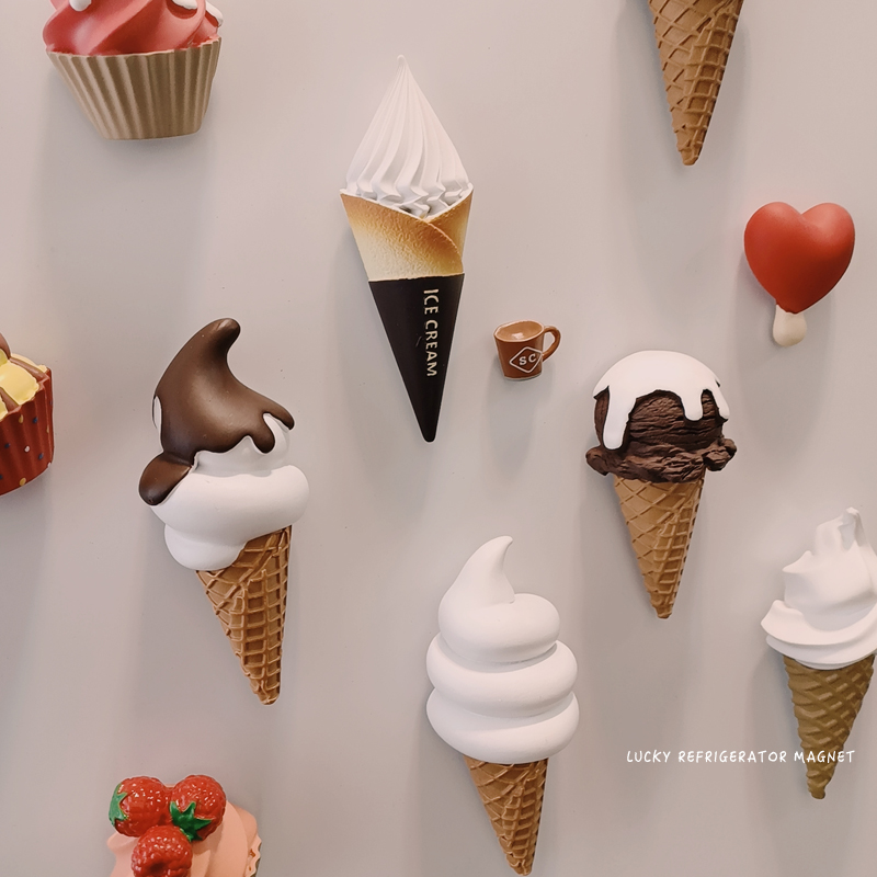 Simulation Solid Sweet Drum Ice Cream Cake Fridge Patch Magnet Refrigerator Door Decorated Magnet Magnet Photo Post
