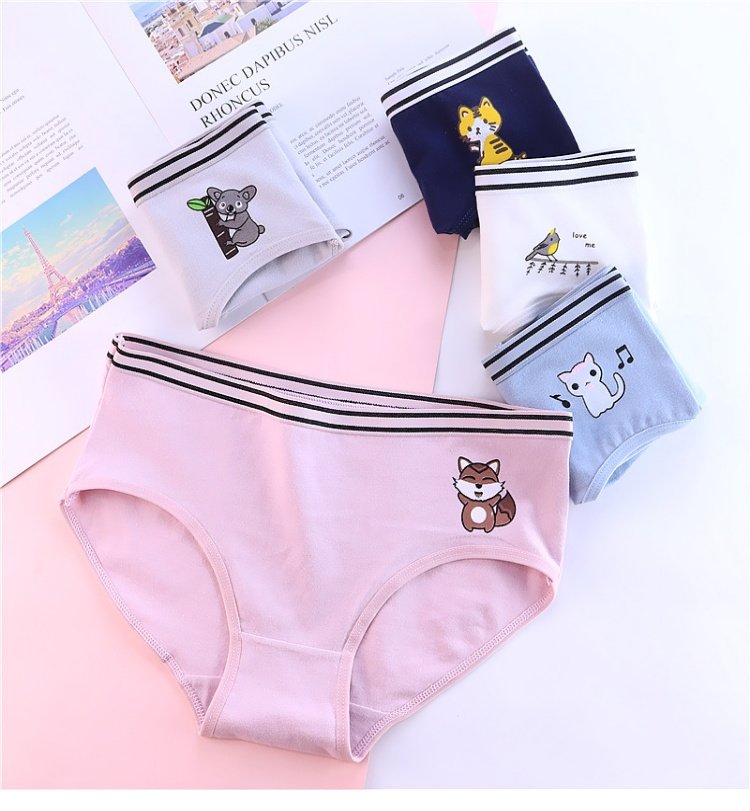Dễ thương phim hoạt hình bông crotch bông đồ lót nữ eo bông phụ nữ đồ lót tam giác đầu cô gái quần bán buôn bông quần lót ren