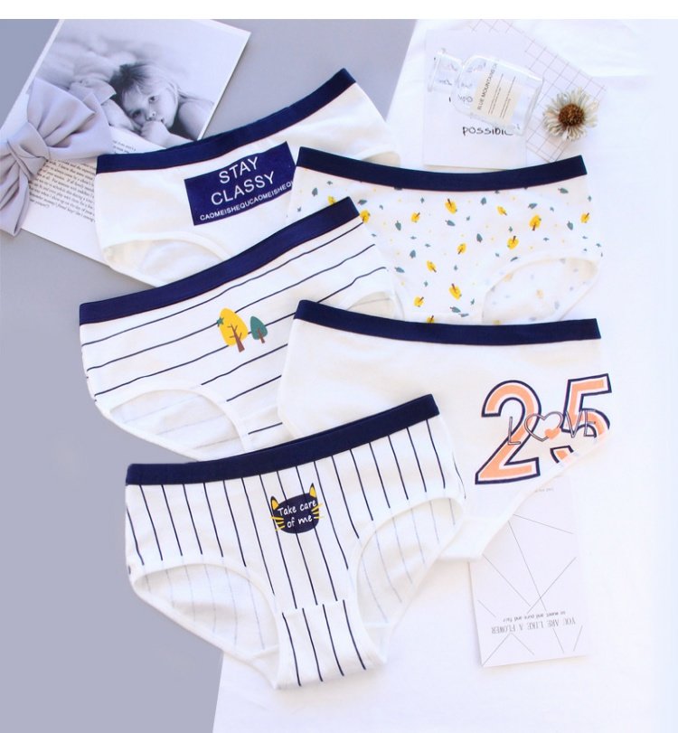 Rừng 100% cotton underwear Đồ lót của phụ nữ Quần eo nữ tam giác đáy quần cotton Cô gái bán buôn quần lót bé gái