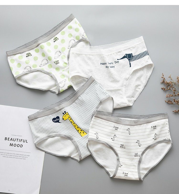 Quần lót cotton giữa nữ cao cấp dễ thương hoạt hình in quần cotton nữ tam giác đáy quần bán buôn 100% cotton quần lót nam
