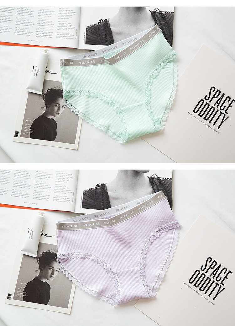Thời trang thư bên eo chủ đề thoải mái nhẹ cô gái cotton mềm mại thân thiện với tam giác nữ đồ lót bán buôn quần lót su đúc