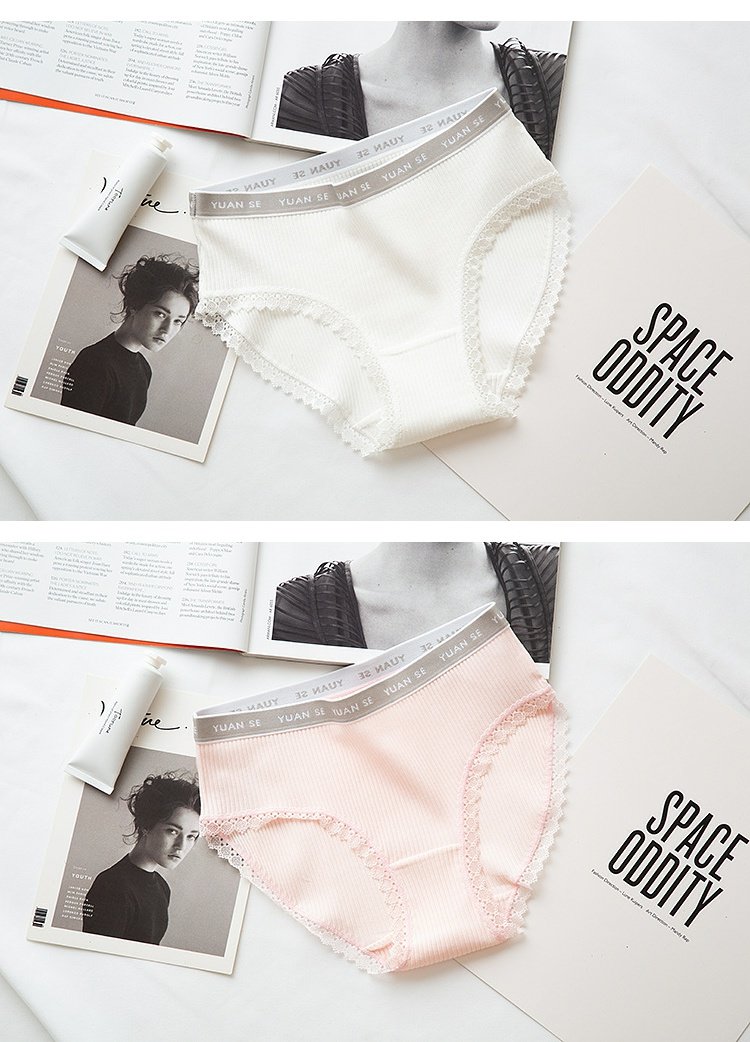 Thời trang thư bên eo chủ đề thoải mái nhẹ cô gái cotton mềm mại thân thiện với tam giác nữ đồ lót bán buôn quần lót su đúc